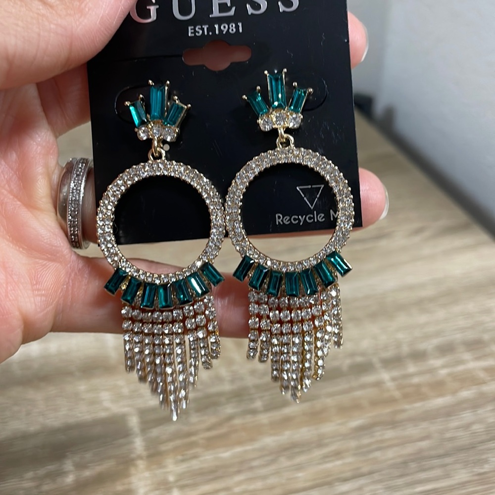 Emerald Green Statement Earrings - image 1